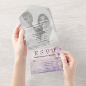 白さくらんぼの花のMauve Purpleフォトウェブサイト オールインワン招待状 (貼ってはがせる)