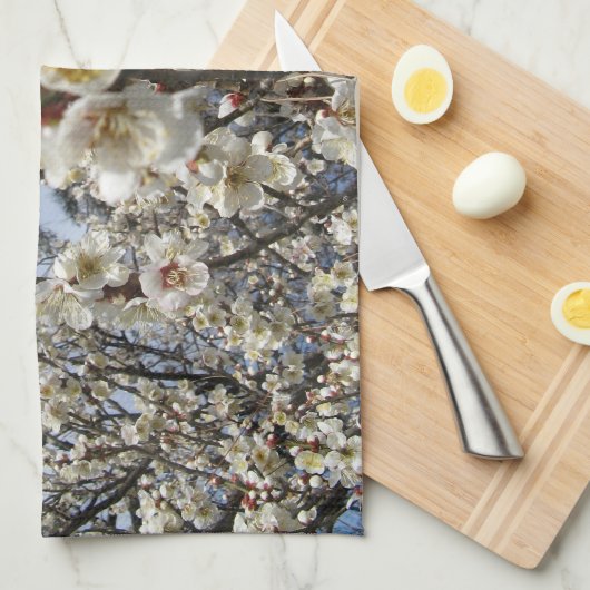 白さくらんぼの花/桜/ サクラ(桜) キッチンタオル (四つ折り)