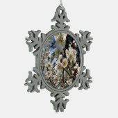 白さくらんぼの花/桜/ サクラ(桜) スノーフレークピューターオーナメント (左)