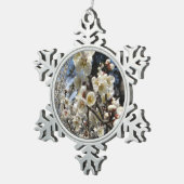 白さくらんぼの花/桜/ サクラ(桜) スノーフレークピューターオーナメント (右)