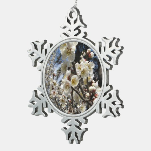 白さくらんぼの花/桜/ サクラ(桜) スノーフレークピューターオーナメント (右)