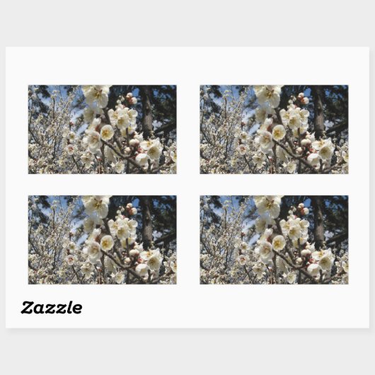 白さくらんぼの花/桜/ サクラ(桜) 長方形シール (シート)