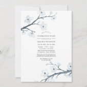 白さくらんぼ花お祝いの写真 招待状 (正面)