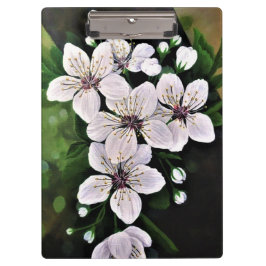 白さくらんぼ花アクリル クリップボード