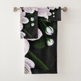 白さくらんぼ花アクリル バスタオルセット