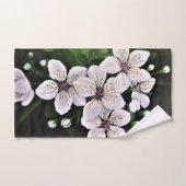 白さくらんぼ花アクリル バスタオルセット (ハンドタオル)