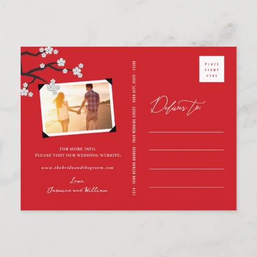 白さくらんぼ花桜写真保存日 案内ポストカード (裏面)