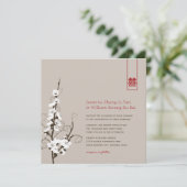 白さくらんぼ花桜渦巻きアジア結婚の 招待状 (スタンド正面)