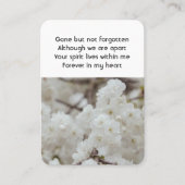 白さくらんぼ花記念懐の形見 名刺 (正面)