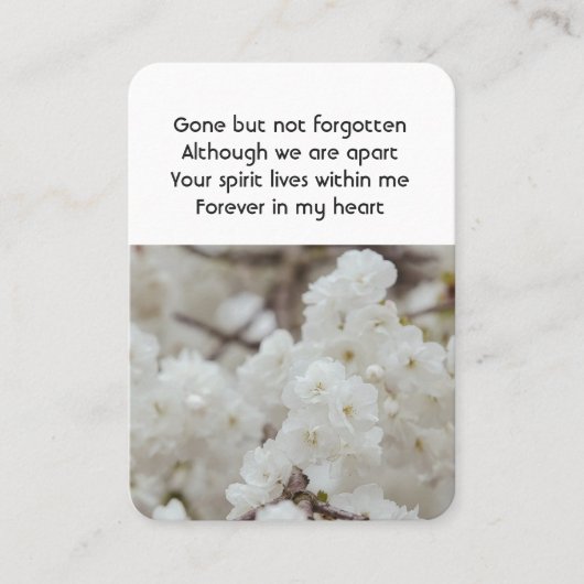 白さくらんぼ花記念懐の形見 名刺 (正面)