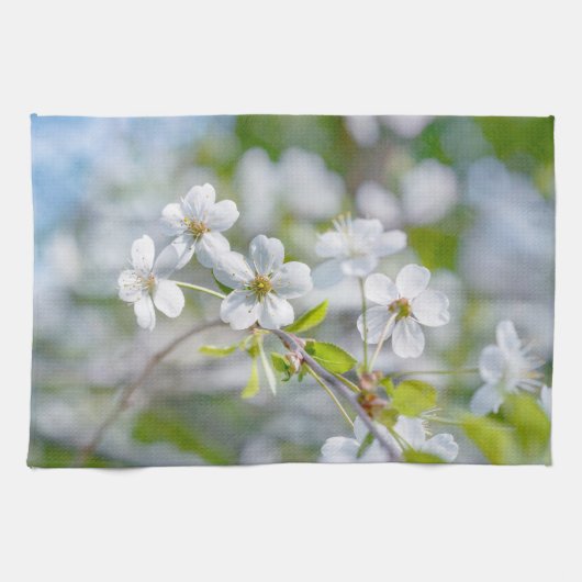 白さくらんぼ花 キッチンタオル (横)