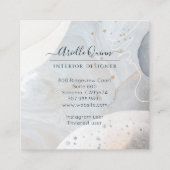 白さび青抽象芸術図形インテリアデザイナ スクエア名刺 (裏面)