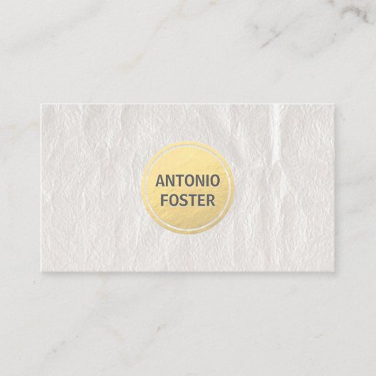 白しわエレガントの付いた紙金ゴールド円デザイナー 名刺 (正面)