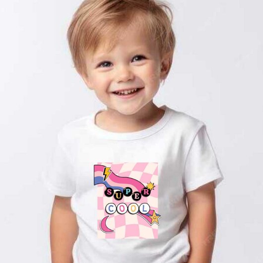 白すごいクールとピンクの子供 ベビーTシャツ