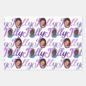 白すてきに紫のスクリプト4 Photo Christmas Wra ラッピングペーパーシート (正面)