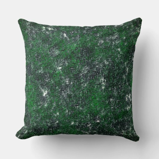 白っぽい灰色の岩または木の幹の上の緑の菌類 クッション (正面)