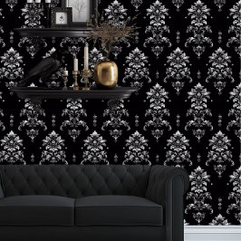 白っぽい細かい黒と銀エレガント色 壁紙