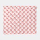 白っぽい葉の赤いピンク フリースブランケット (正面(横))