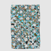 白っぽい質感の上に穴のあいた青みがかった部分 ゴルフタオル (正面)