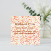 白っぽい、サンゴと黄色がかった小さな正方形またはタイル 招待状 (スタンド正面)