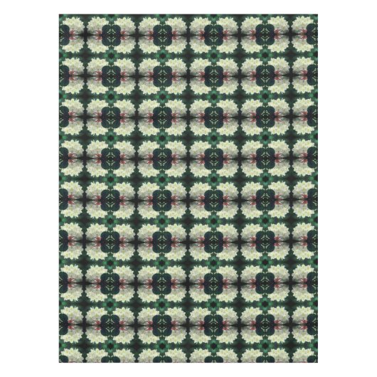 白つつじ花と雨粒抽象芸術 テーブルクロス (正面)