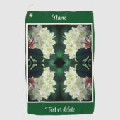 白つつじ花の雨粒パーソナライズされた ゴルフタオル (正面)