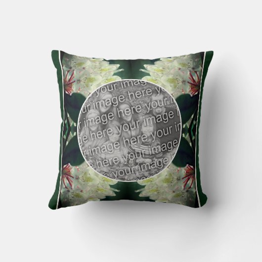 白つつじ花フレームあなたの写真を追加 クッション (裏面)