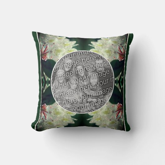 白つつじ花フレームあなたの写真を追加 クッション (正面)