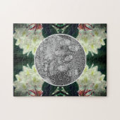 白つつじ花フレームあなたの写真を追加 ジグソーパズル (横)