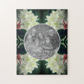 白つつじ花フレームあなたの写真を追加 ジグソーパズル (縦)