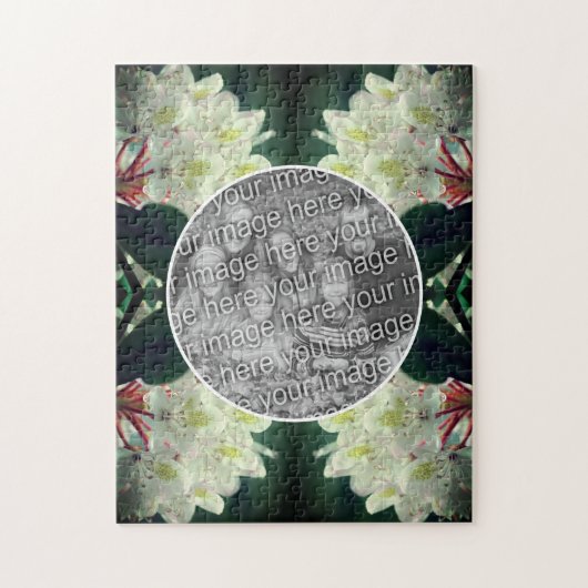 白つつじ花フレームあなたの写真を追加 ジグソーパズル (縦)