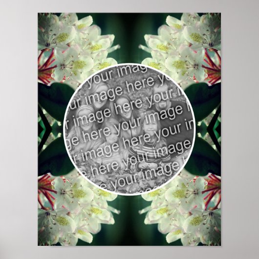 白つつじ花フレームあなたの写真を追加 ポスター (正面)
