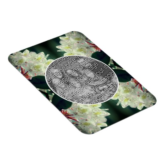 白つつじ花フレームあなたの写真を追加 マグネット (右側)