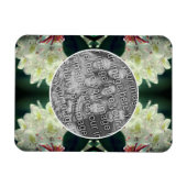 白つつじ花フレームあなたの写真を追加 マグネット (横)