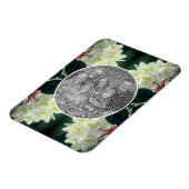 白つつじ花フレームあなたの写真を追加 マグネット (左側)