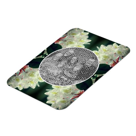 白つつじ花フレームあなたの写真を追加 マグネット (左側)