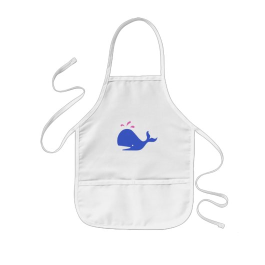 白でピンクアンディーのクジラSingletons_blue 子供用エプロン (正面)