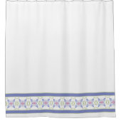 白でフローラのアクセントが付いたペニス シャワーカーテン (正面)
