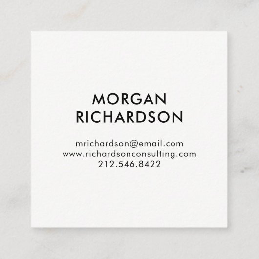 白で幾何学的なモダンでフェイクな金ゴールド スクエア名刺 (裏面)