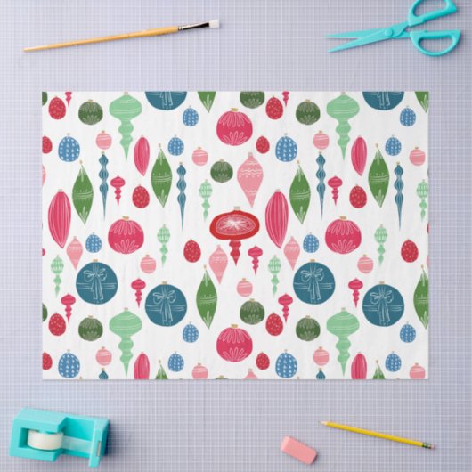 白で数々のなヴィンテージのクリスマスオーナメント 薄葉紙 (クラフト)