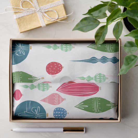 白で数々のなヴィンテージのクリスマスオーナメント 薄葉紙 (ギフト)