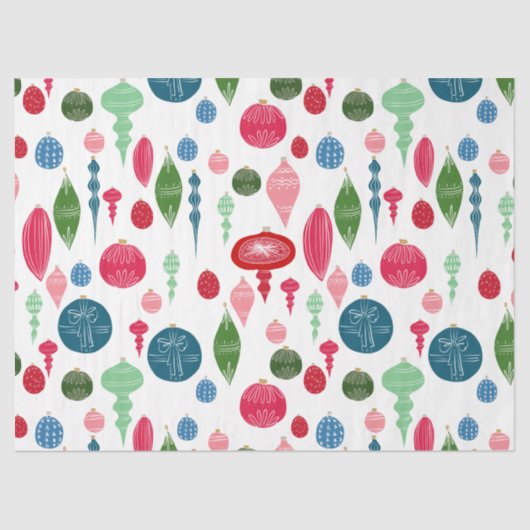 白で数々のなヴィンテージのクリスマスオーナメント 薄葉紙 (正面)