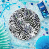 白で植物の模様 ペーパープレート (パーティー)