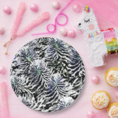 白で植物の模様 ペーパープレート (パーティー)