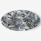 白で植物の模様 ペーパープレート (アングル)