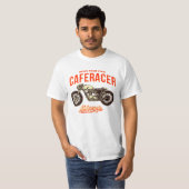 白で独自のカフェレーサーバイクを構築 Tシャツ (正面フル)