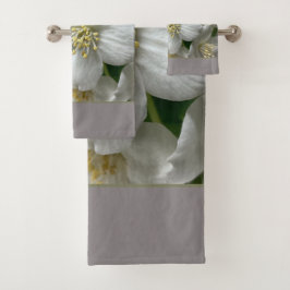 白で緑と灰色 バスタオルセット