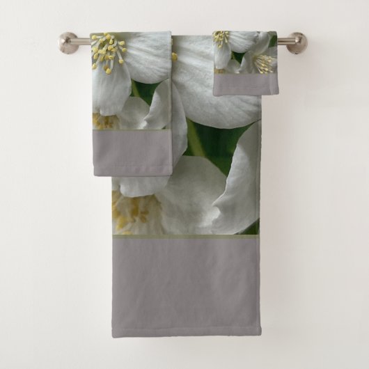 白で緑と灰色 バスタオルセット (インサイチュ)