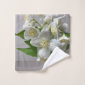 白で緑と灰色 バスタオルセット (ウォッシュタオル)