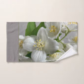 白で緑と灰色 バスタオルセット (ハンドタオル)